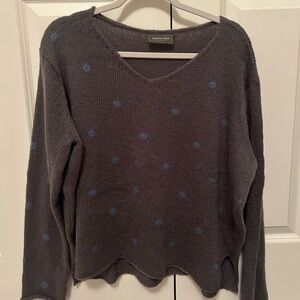 Gray with blue polka dots wooden ships sweater